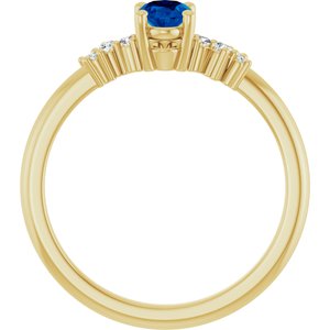 14K Yellow Gold Lab-Grown Blue Sapphire & .06 CTW Lab-Grown Diamond Ring