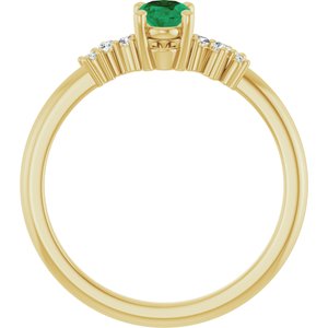 14K Yellow Gold Lab-Grown Emerald & .06 CTW Lab-Grown Diamond Ring