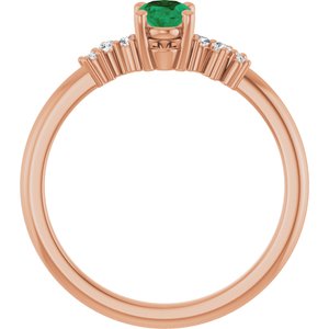 14K Rose Gold Lab-Grown Emerald & .06 CTW Lab-Grown Diamond Ring