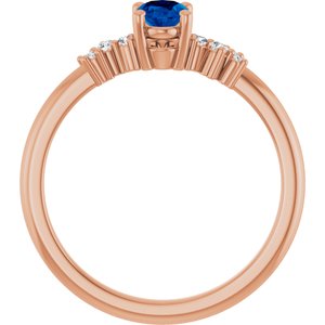 14K Rose Gold Lab-Grown Blue Sapphire & .06 CTW Lab-Grown Diamond Ring