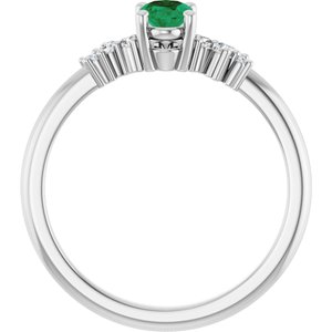 Sterling Silver Lab-Grown Emerald & .06 CTW Lab-Grown Diamond Ring