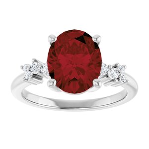 Sterling Silver Natural Mozambique Garnet & .06 CTW Lab-Grown Diamond Ring