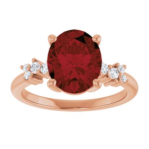 14K Rose Gold Natural Mozambique Garnet & .06 CTW Lab-Grown Diamond Ring