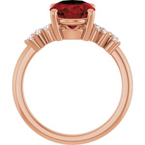 14K Rose Gold Natural Mozambique Garnet & .06 CTW Lab-Grown Diamond Ring