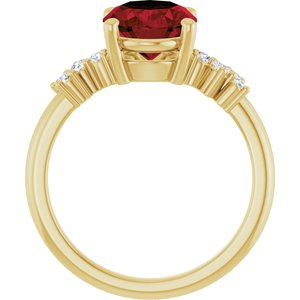 14K Yellow Gold Natural Mozambique Garnet & .06 CTW Lab-Grown Diamond Ring