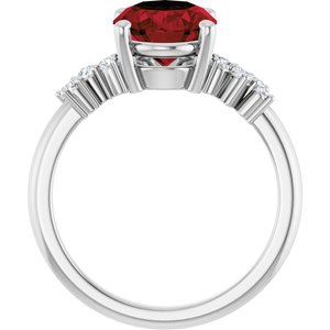 Platinum Natural Mozambique Garnet & .06 CTW Lab-Grown Diamond Ring