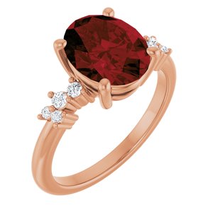 14K Rose Gold Natural Mozambique Garnet & .06 CTW Lab-Grown Diamond Ring