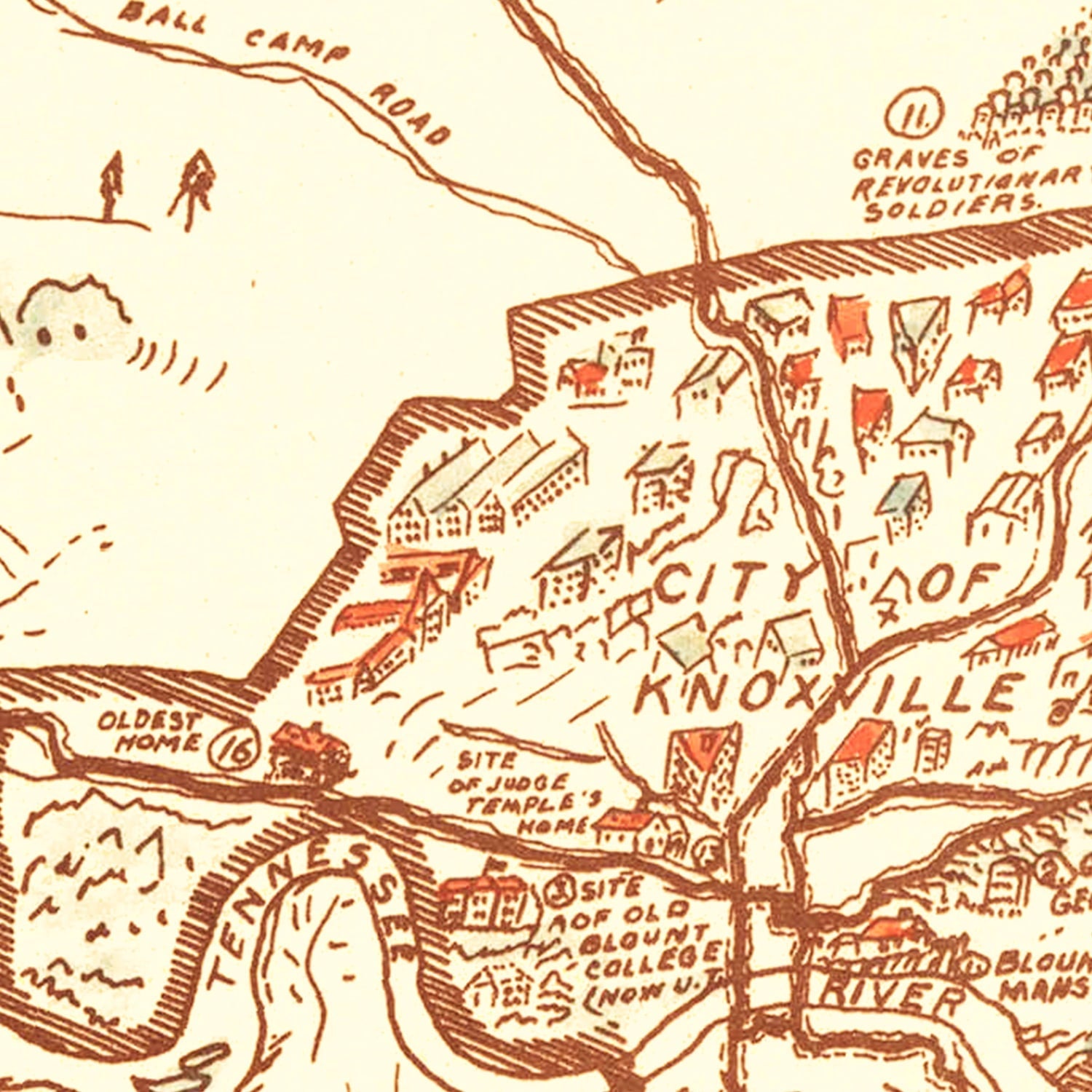 Vintage Map of Knox County, Tennessee 1937