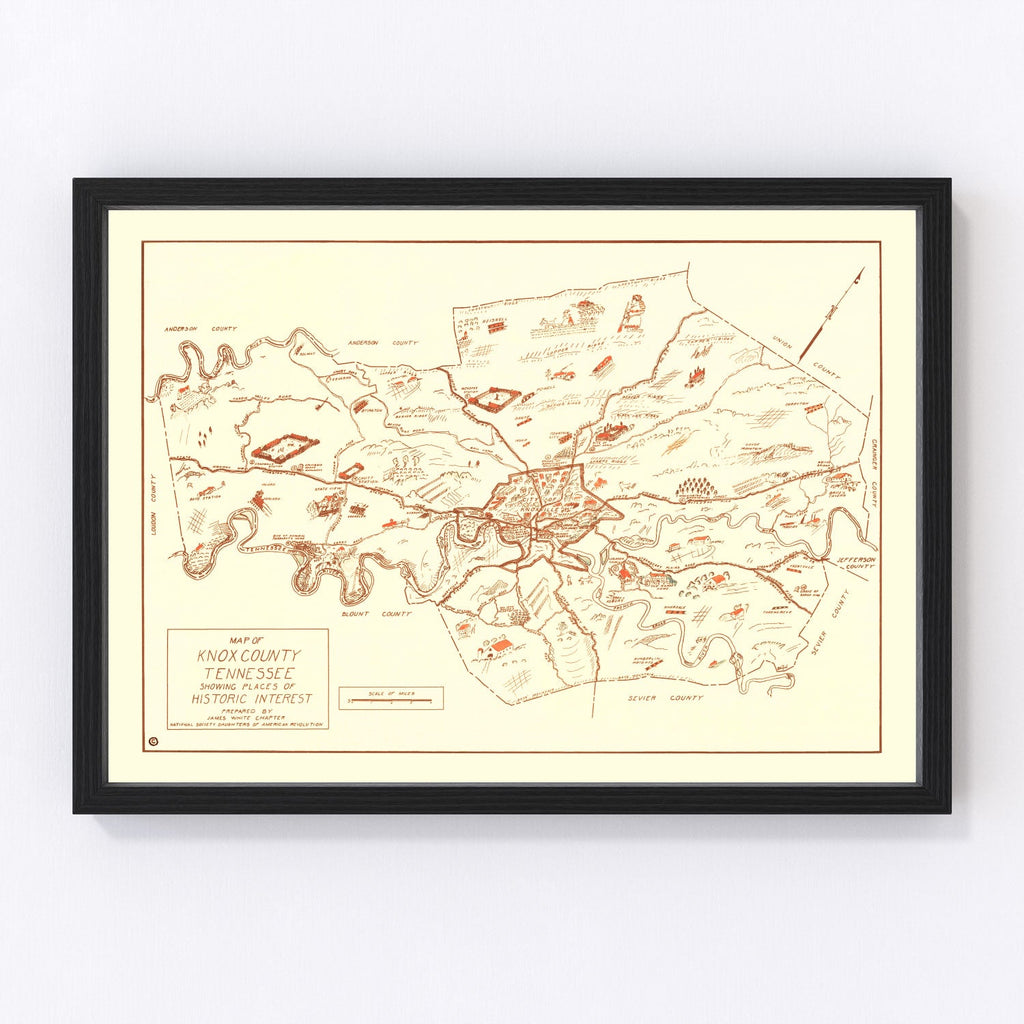 Vintage Map of Knox County, Tennessee 1937