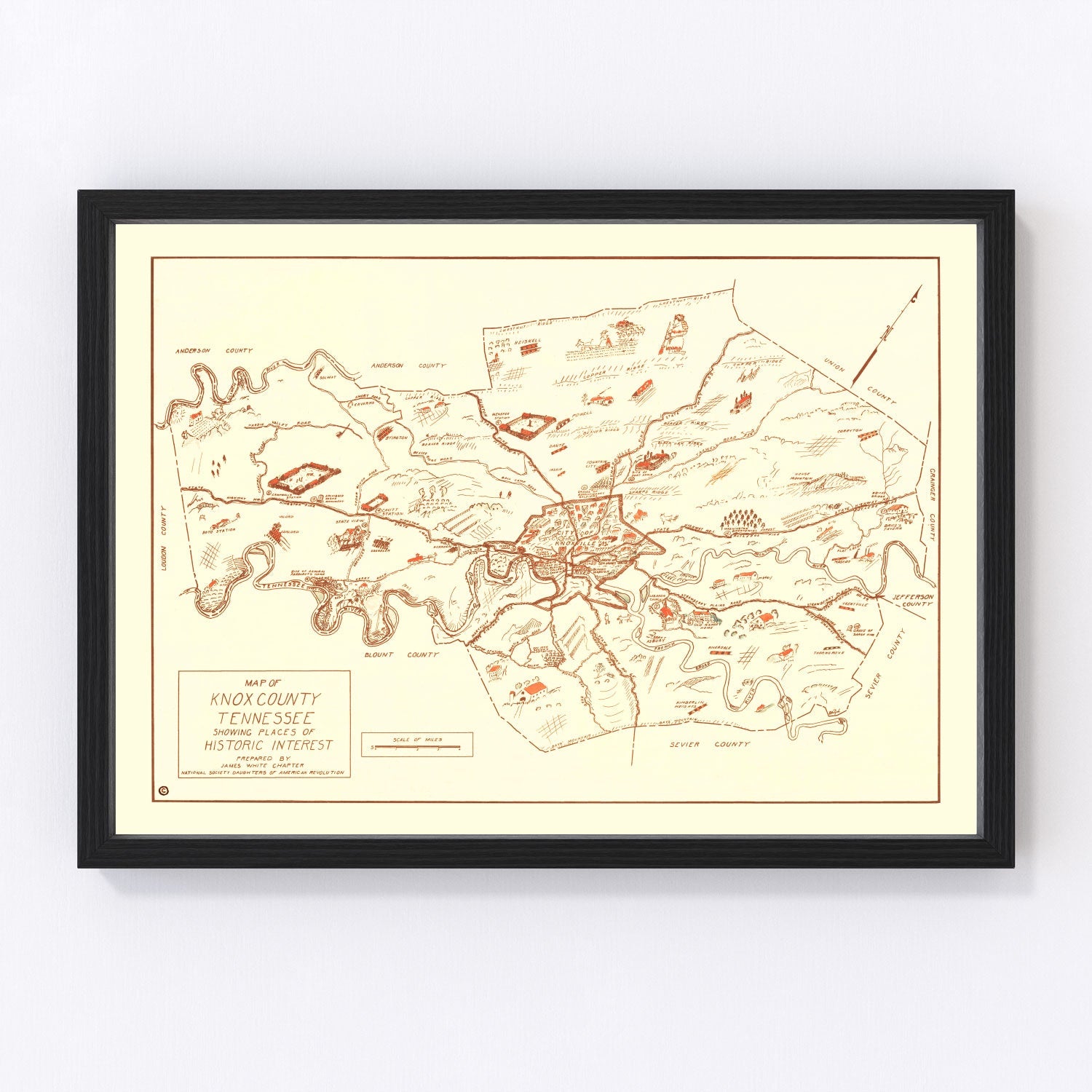 Vintage Map of Knox County, Tennessee 1937