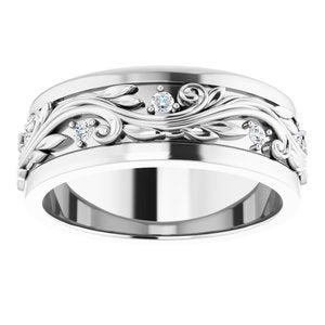 14K White 1/4 CTW Natural Diamond Band  Size 9.5