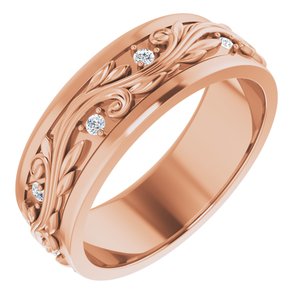 14K Rose 1/4 CTW Natural Diamond Band Size 12