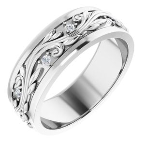 14K White 1/4 CTW Natural Diamond Band Size 12