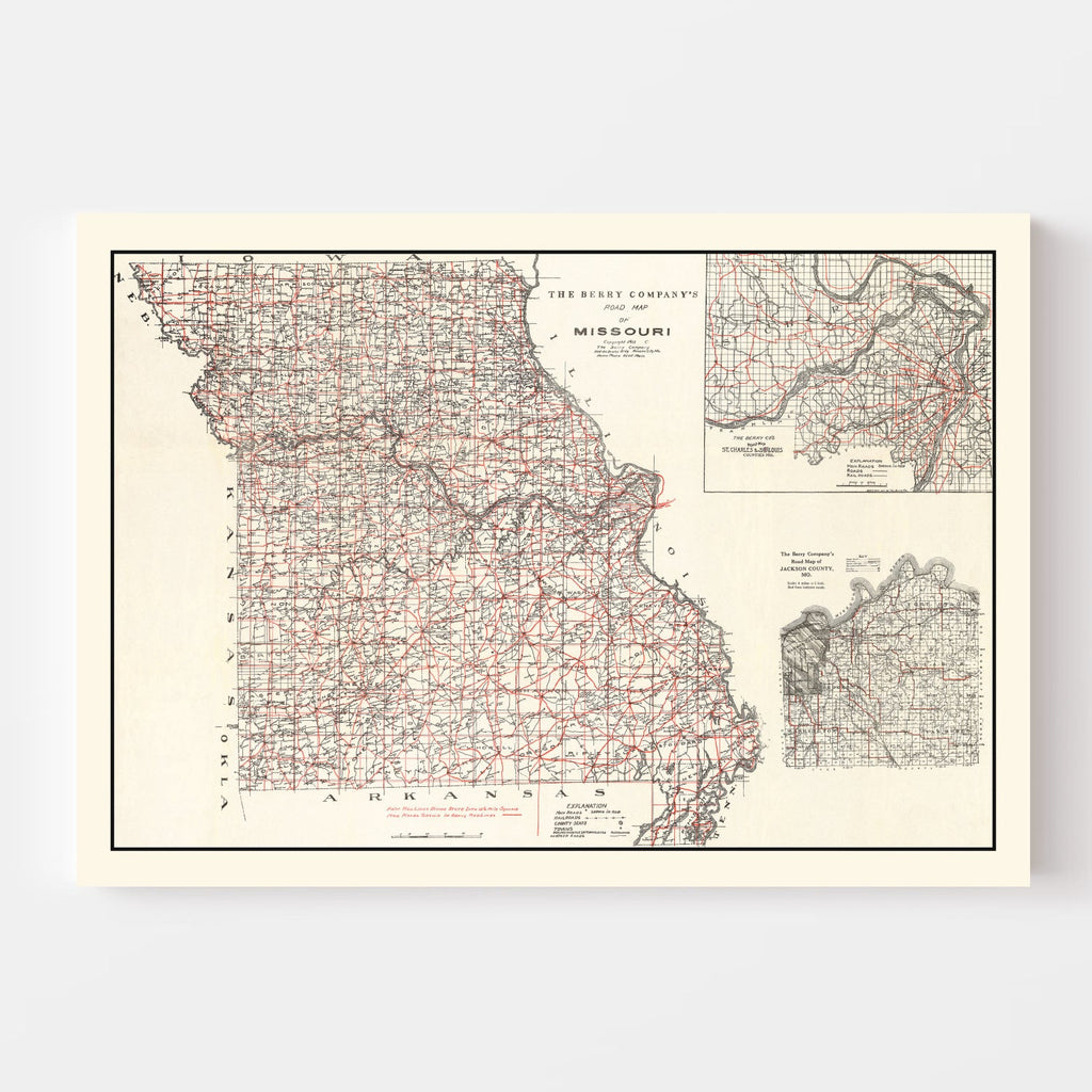 Vintage Map of Missouri 1911