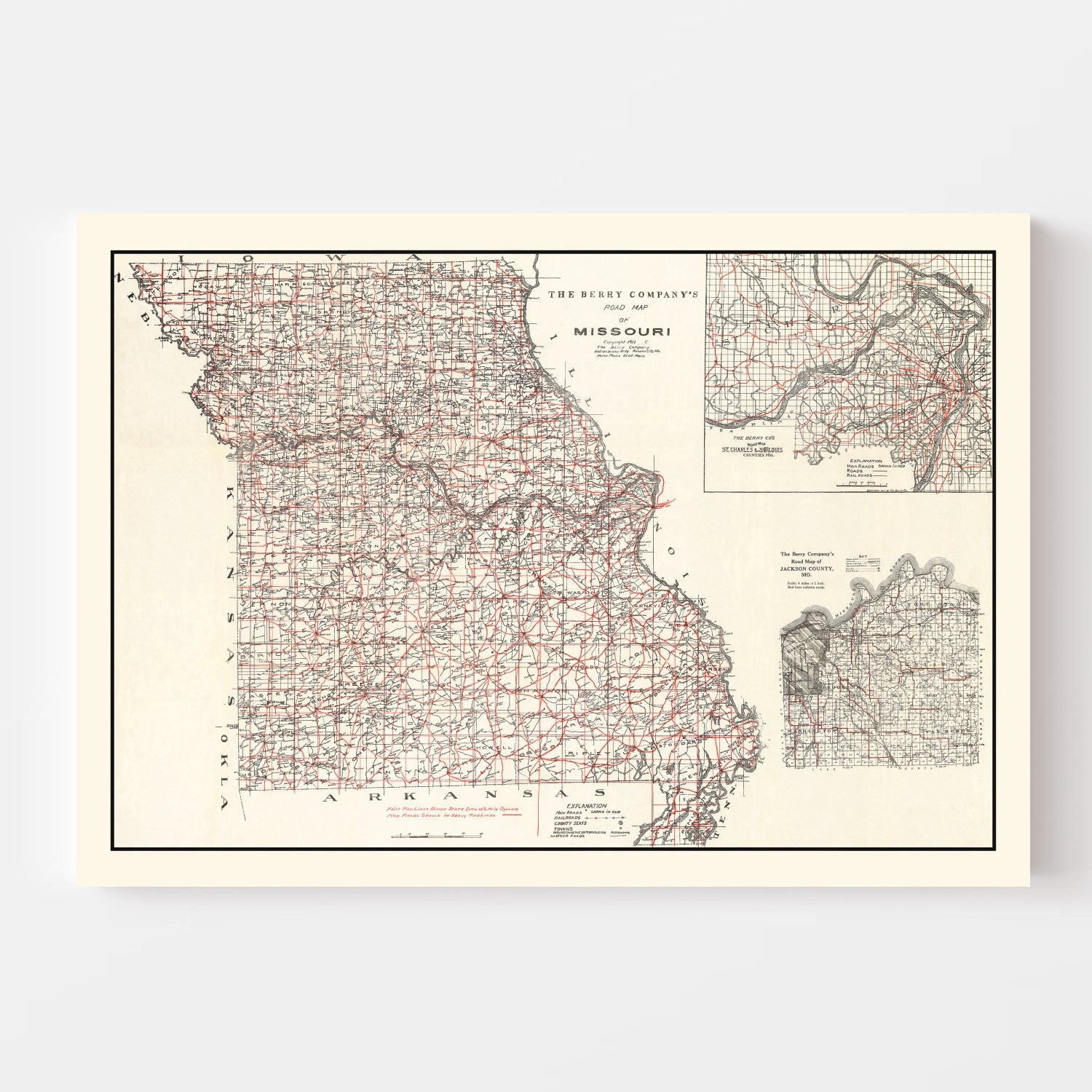 Vintage Map of Missouri 1911