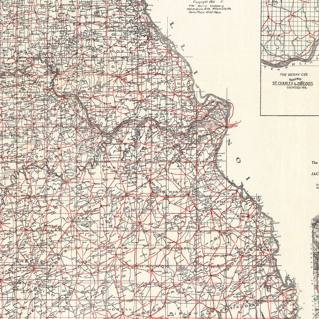 Vintage Map of Missouri 1911
