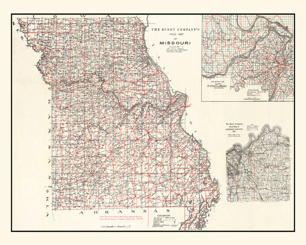 Vintage Map of Missouri 1911