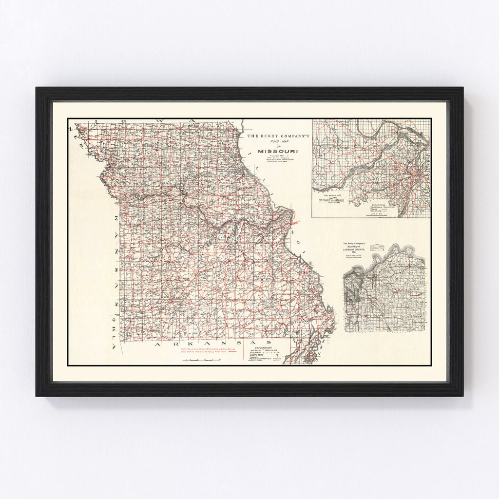 Vintage Map of Missouri 1911