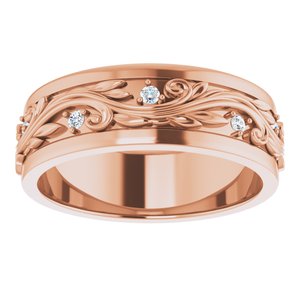 14K Rose 1/4 CTW Natural Diamond Band Size 12