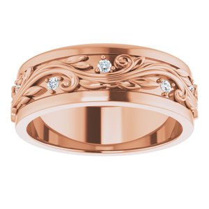 14K Rose 1/4 CTW Natural Diamond Band Size 11