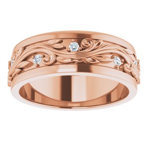 14K Rose 1/4 CTW Natural Diamond Band Size 10.5
