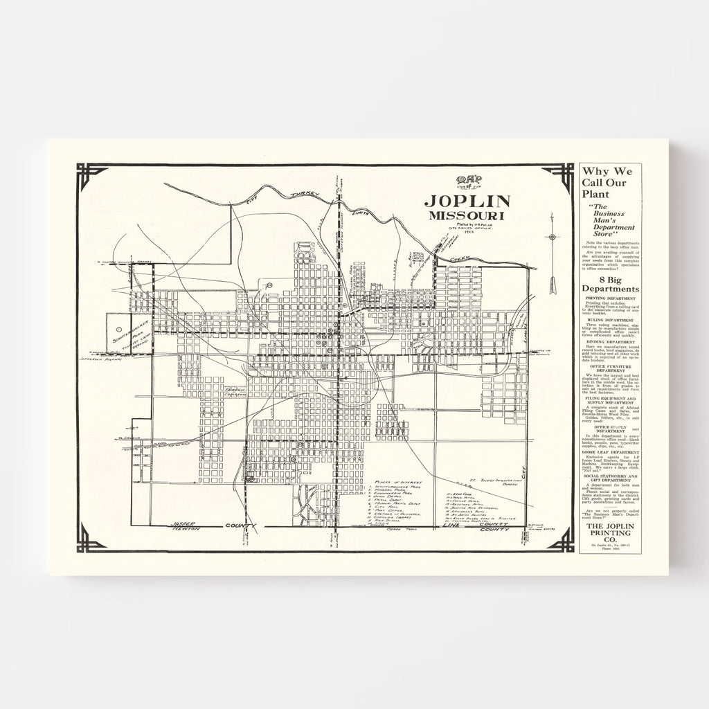 Vintage Map of Joplin, Missouri 1923