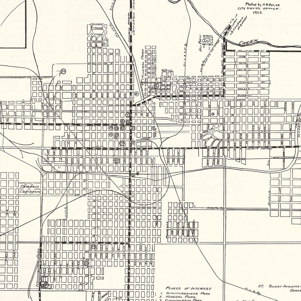 Vintage Map of Joplin, Missouri 1923
