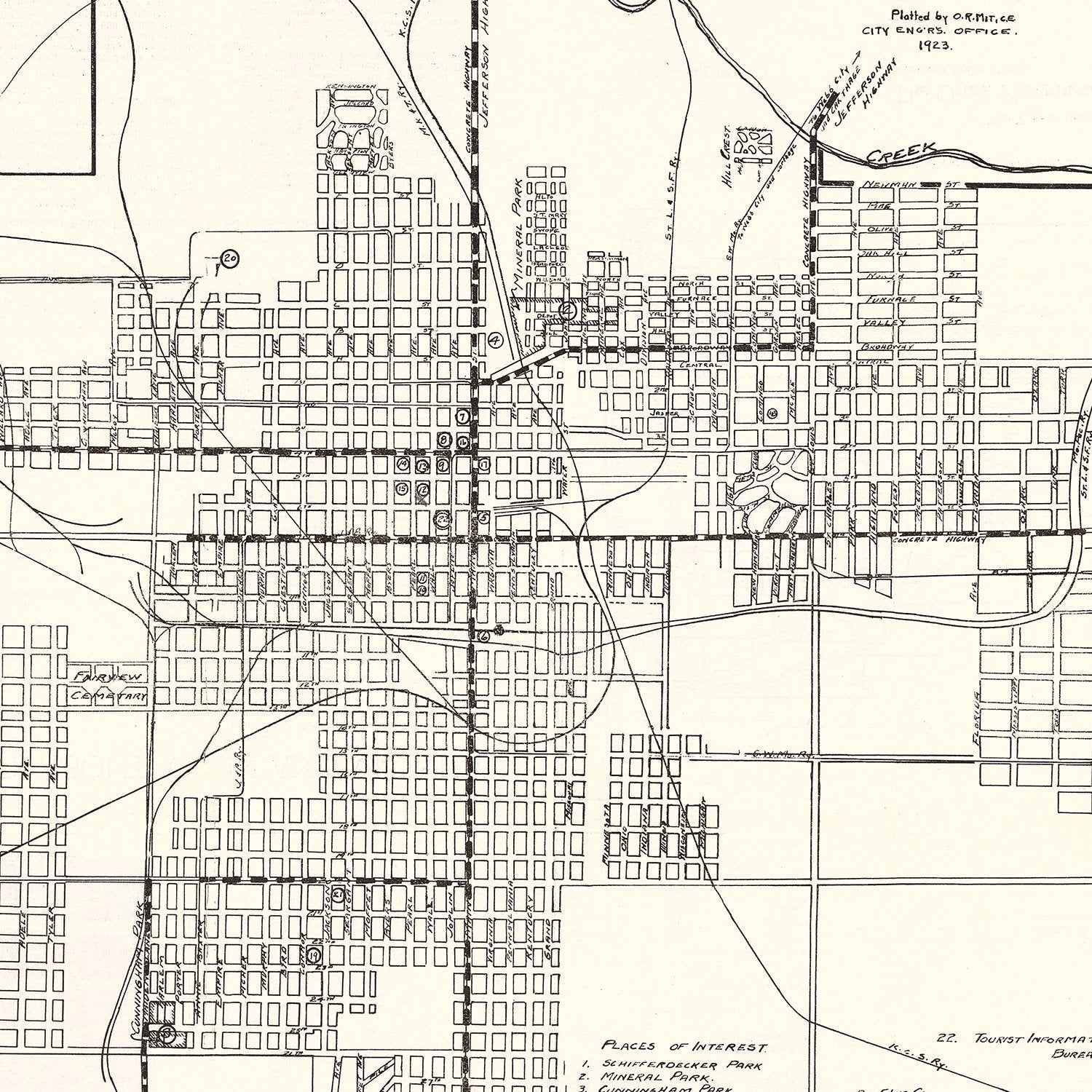 Vintage Map of Joplin, Missouri 1923