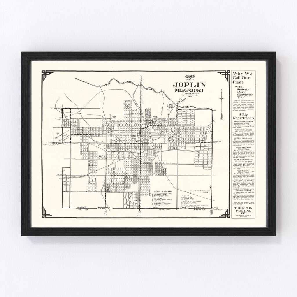 Vintage Map of Joplin, Missouri 1923