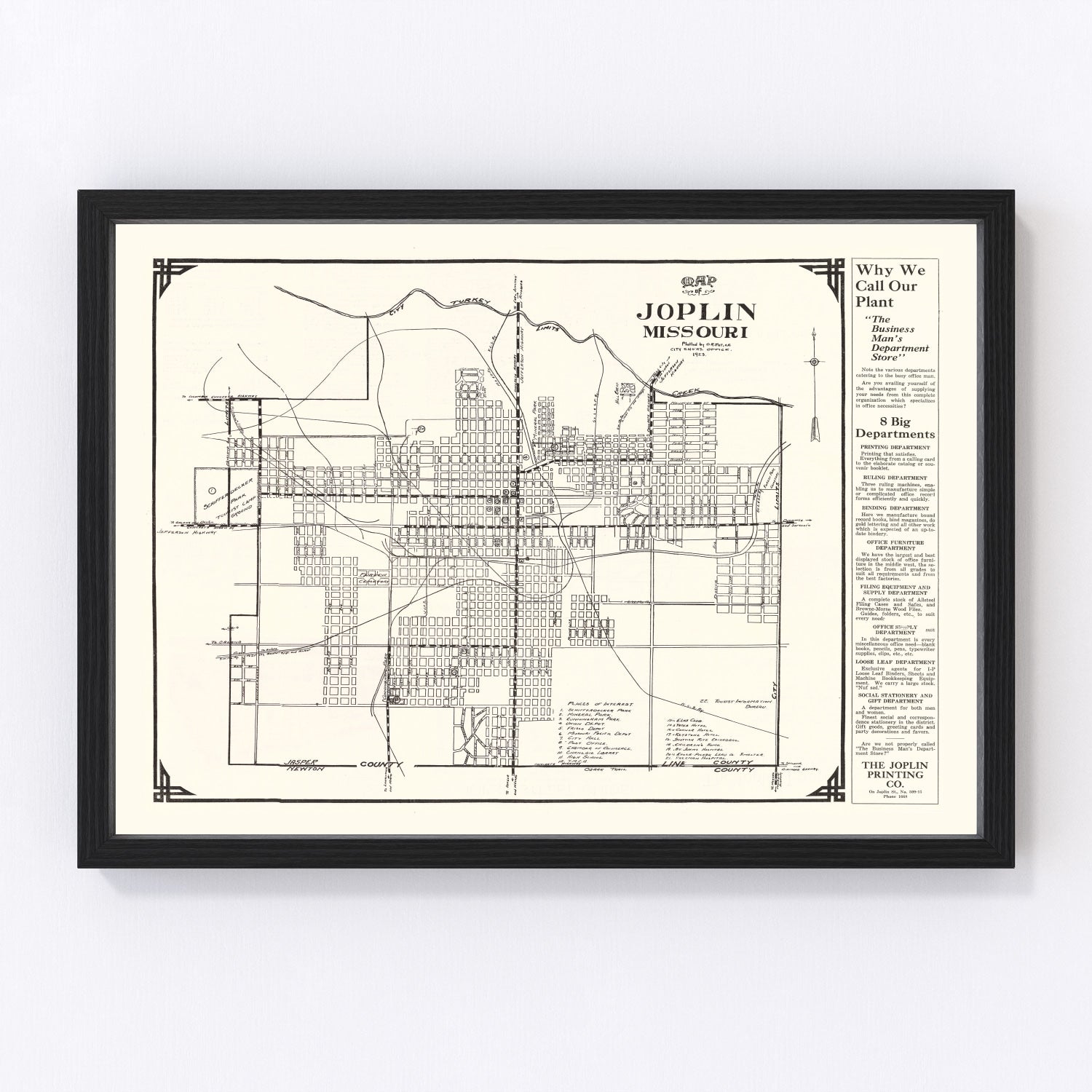 Vintage Map of Joplin, Missouri 1923