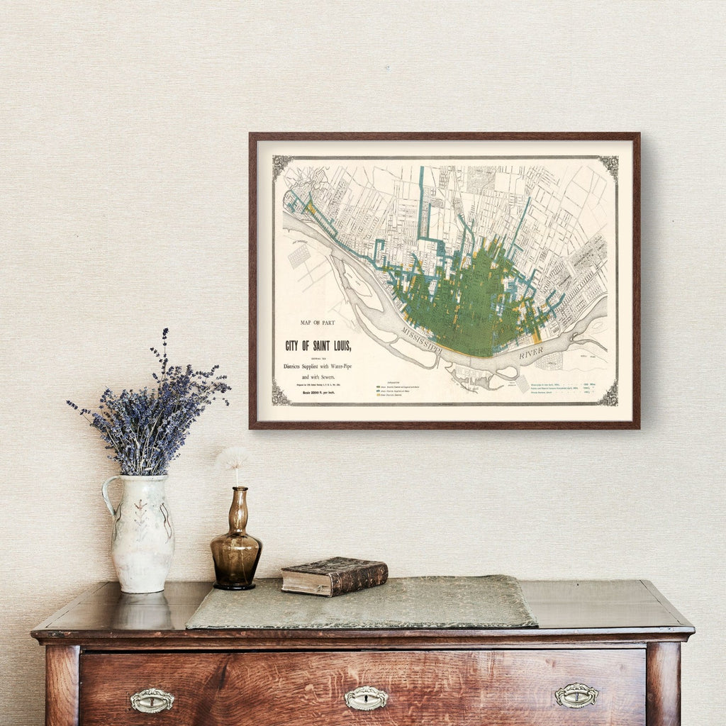 Vintage Map of Saint Louis, Missouri 1884