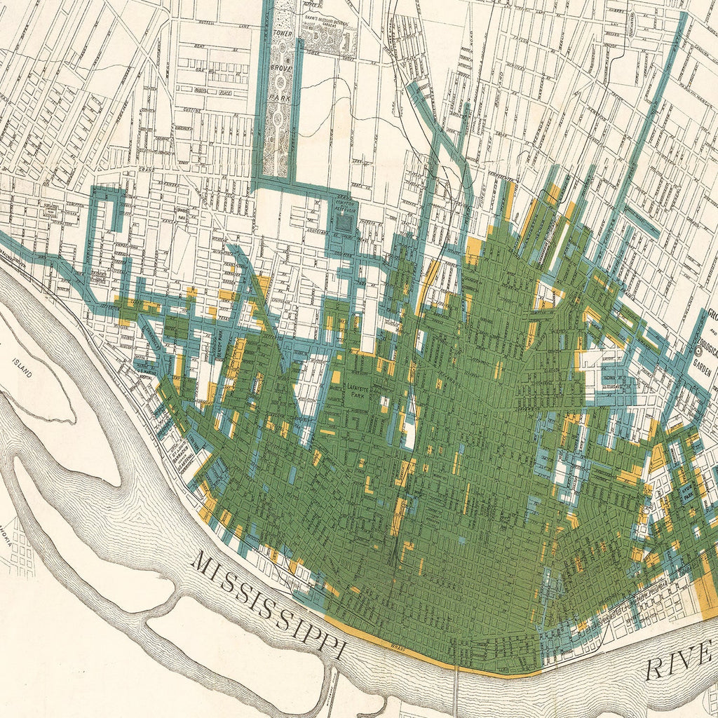 Vintage Map of Saint Louis, Missouri 1884