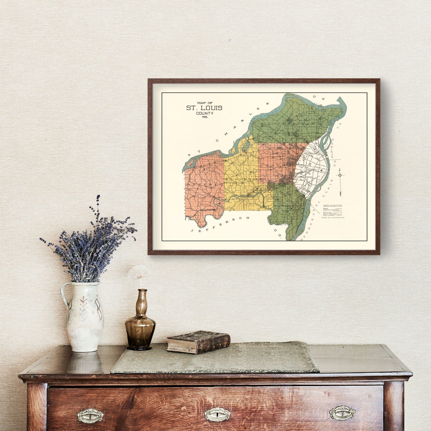 Vintage Map of St. Louis County, Missouri 1912