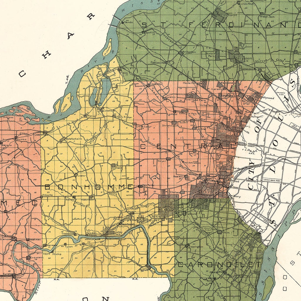 Vintage Map of St. Louis County, Missouri 1912
