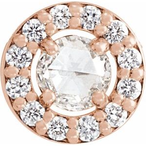 14K Rose Gold 1/5 CTW Rose-Cut Natural Diamond Halo-Style Pendant