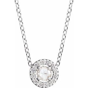 Platinum 1/8 CTW Rose-Cut Diamond Halo-Style 16-18" Necklace