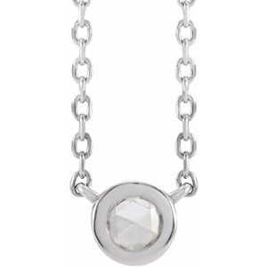 Platinum .06 CT Rose-Cut Natural Diamond Bezel-Set 18" Necklace