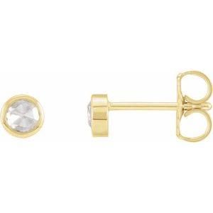 14K Yellow Gold .03 CTW Rose-Cut Natural Diamond Bezel-Set Earrings