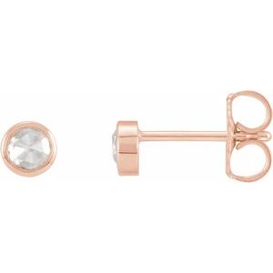 14K Rose Gold .05 CTW Rose-Cut Natural Diamond Bezel-Set Earrings