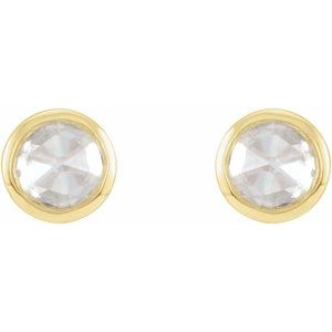 14K Yellow Gold .03 CTW Rose-Cut Natural Diamond Bezel-Set Earrings – image 2