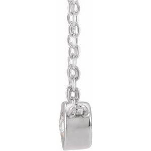 14K White Gold .06 CT Rose-Cut Natural Diamond Bezel-Set 18" Necklace