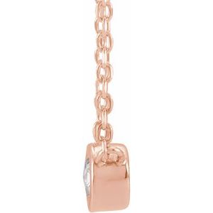 14K Rose Gold .06 CT Rose-Cut Natural Diamond Bezel-Set 18" Necklace