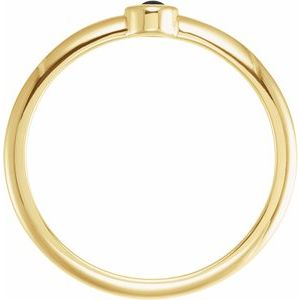 14K Yellow Gold Cabochon Natural Black Onyx Stackable Ring