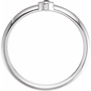 Sterling Silver Cabochon Natural Black Onyx Stackable Ring