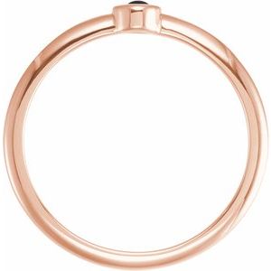 14K Rose Gold Cabochon Natural Black Onyx Stackable Ring