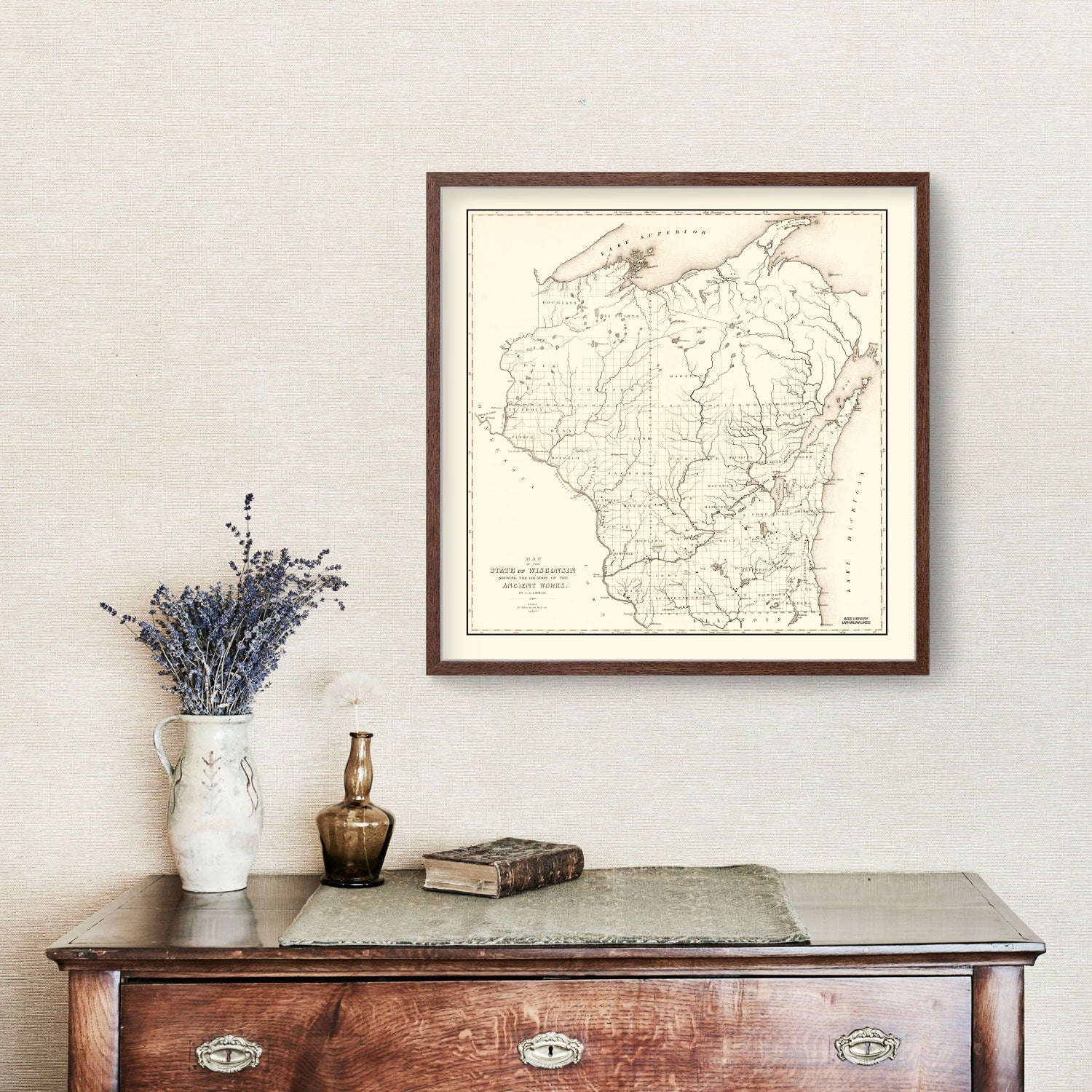Vintage Map of Wisconsin 1855
