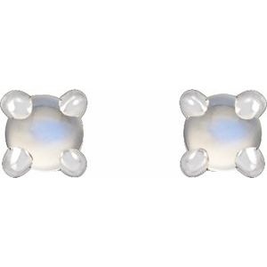 Sterling Silver Natural Rainbow Moonstone Cabochon Stud Earrings – image 2
