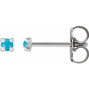 Sterling Silver Natural Turquoise Cabochon Stud Earrings