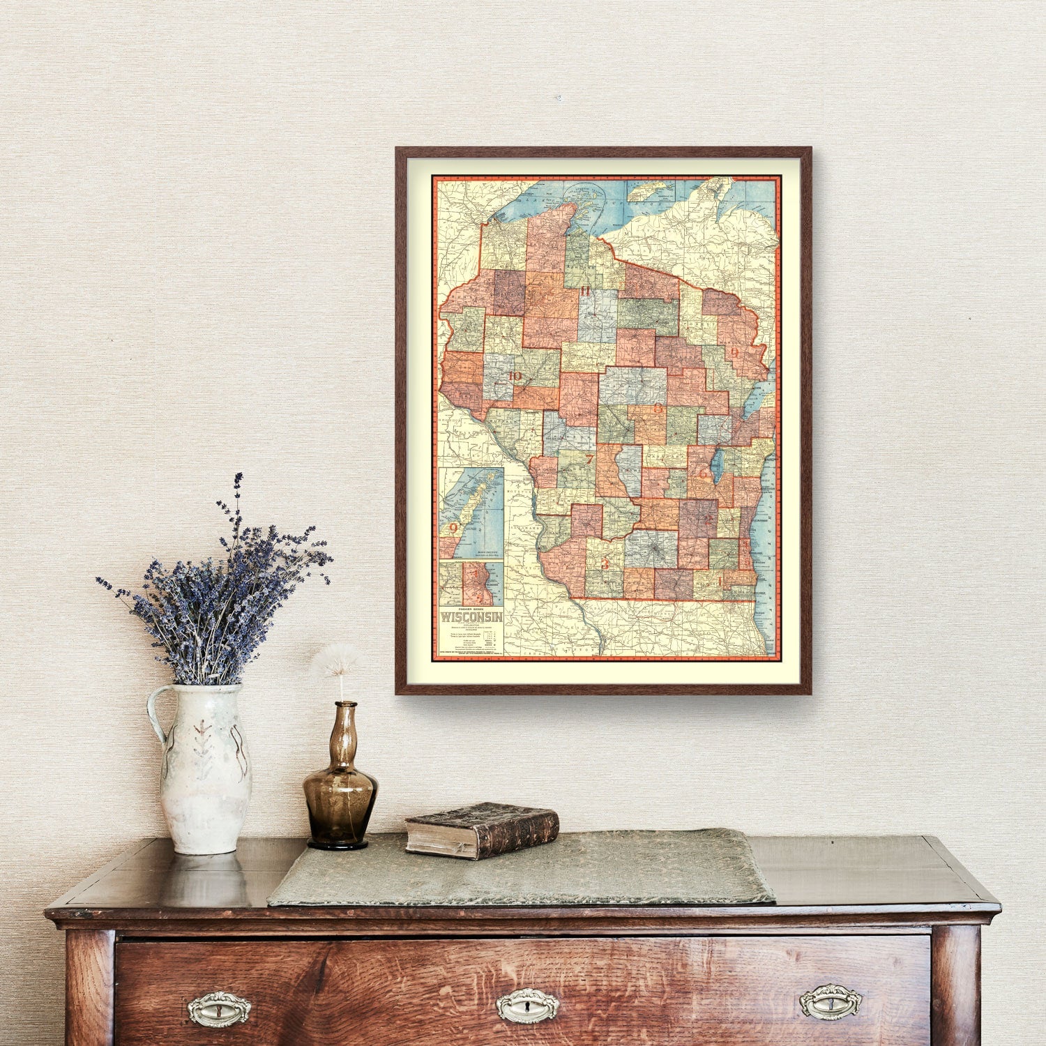 Vintage Map of Wisconsin 1907