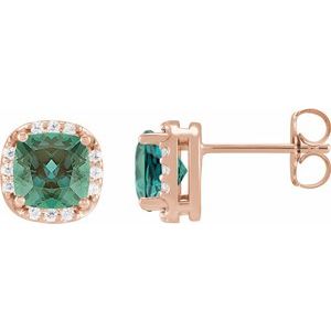 14K Rose Gold Lab-Grown Alexandrite & .06 CTW Natural Diamond Halo-Style Earrings